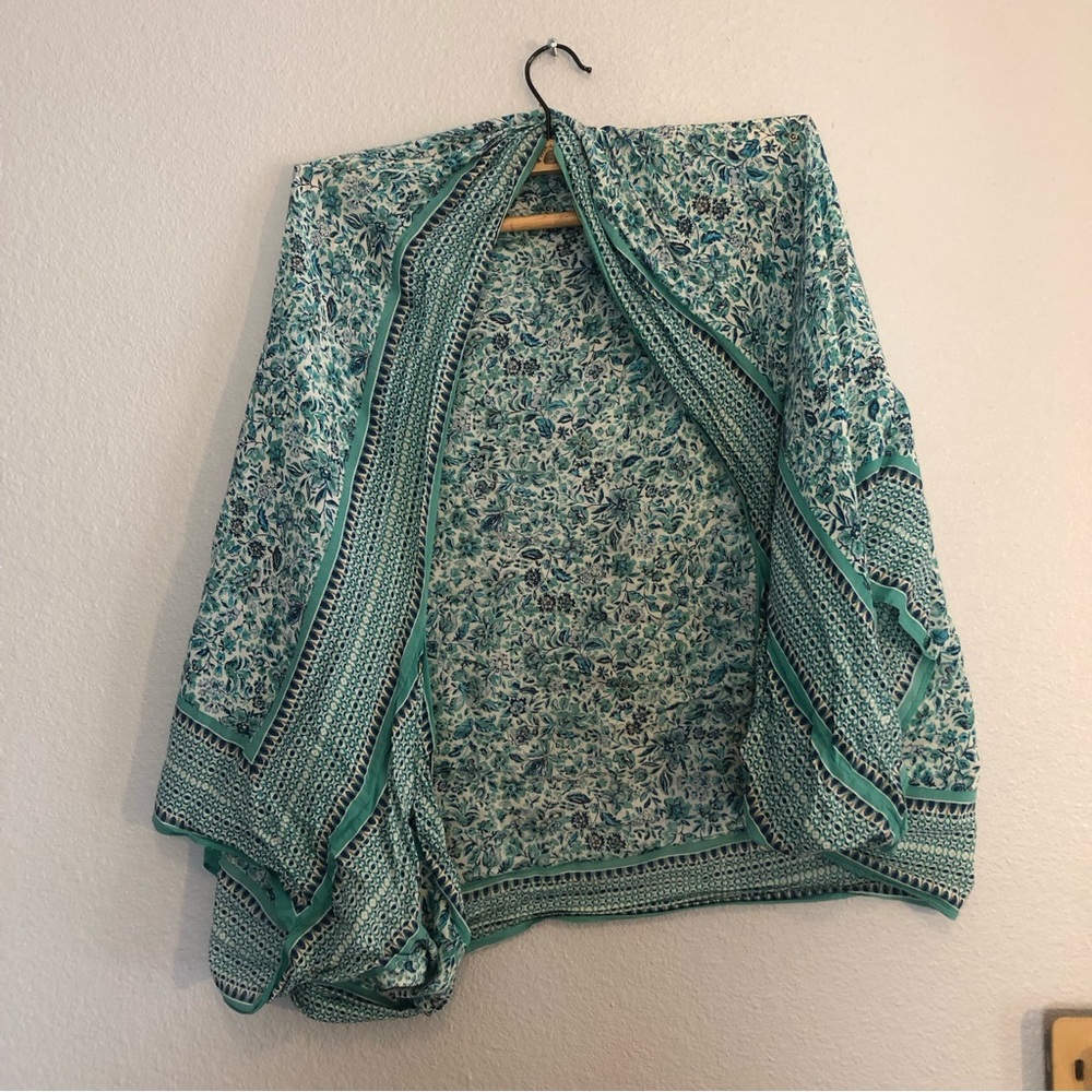 Silky Blue Floral Wrap